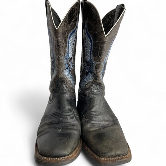 Ariat Blue Brown Wings Stars Leather Western Cowboy Biker Boots Men's 10.5 D - Picture 5 of 14